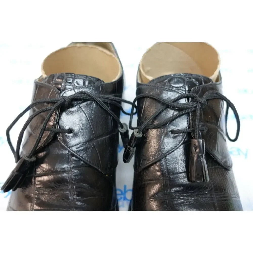 Florsheim Barletta men's 10.5 D 20613 leather black dress shoes croc print